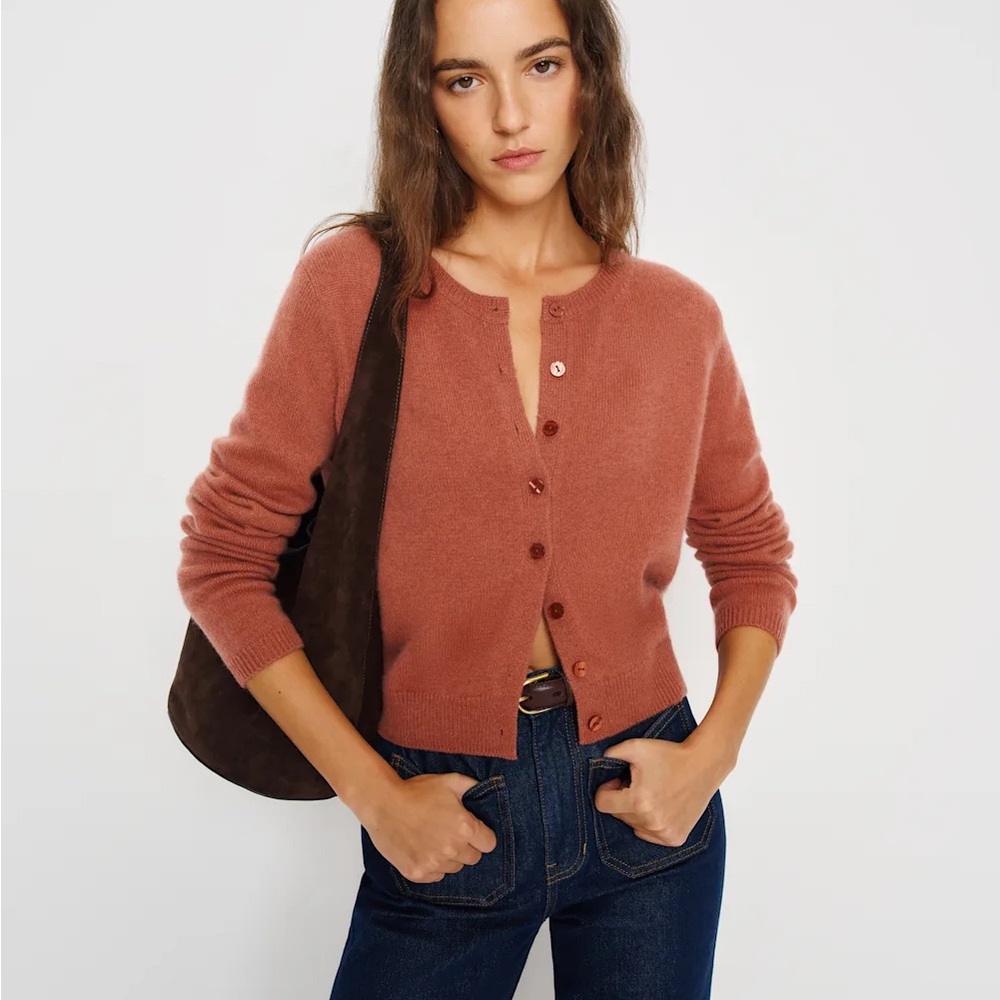 Reformation Clara Cardigan in Rosewood